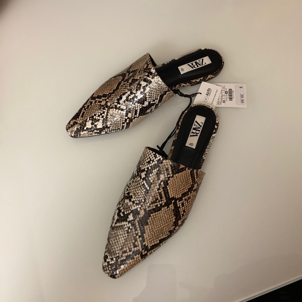 Zara Snakeskin Slipper Shoe NWT